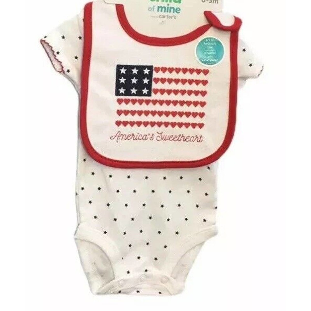 Carters Child of Mine Baby Girl Americas Sweetheart Patriotic Outfit Size 12 M